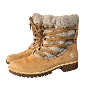 Timberland Women's Sherpa-Lined Tan Winter Boots Size 11M